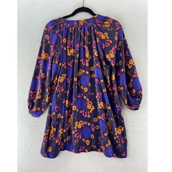 Tucker Women's Half Sleeve Silk Button Up Shirt Dress Purple Paisley Floral - Picture 2 of 10